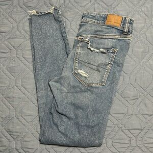 American Eagle - Hi-rise Jegging Women's Light Blue Distressed Jeans